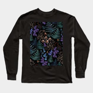 Moody florals with fern and eucalyptus leaves Long Sleeve T-Shirt